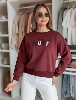 Dámská oversize mikina s výšivkou SOFTRUS vínová FashionStreet BY1407