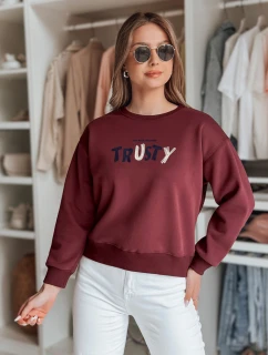 Dámská oversize mikina s výšivkou SOFTRUS vínová FashionStreet BY1407