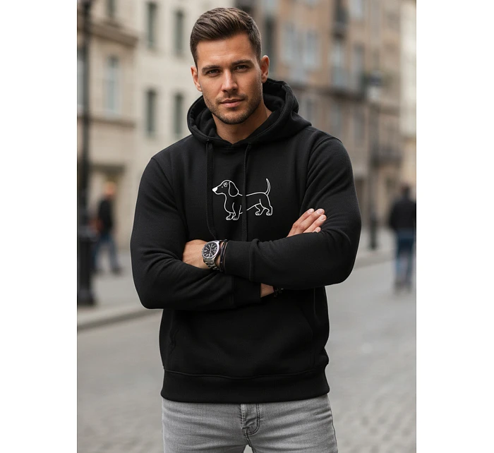 Pánská mikina s potiskem jezevčíka černá FashionStreet NX0221B