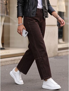 Dámské džíny s vysokým pasem a balónovým střihem, hnědé, FashionStreet UY3120