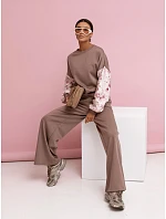 Ležérní souprava s rukávy a širokými nohavicemi cappuccino model 22049174 - Moon