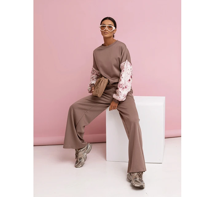 Ležérní souprava s rukávy a širokými nohavicemi cappuccino model 22049174 - Moon