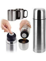 CESTOVNÍ TERMOSKA 1000 ML SE 2 ŠÁLKY STŘÍBRNÁ CESTOVNÍ TERMOSKA 1000 ML SE 2 ŠÁLKY STŘÍBRNÁ