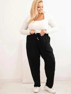 Dámské kalhoty Plus Size bavlněné s kapsami černé