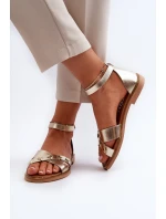 Zazoo 40378 Ploché Dámské Kožené Sandály Zlaté