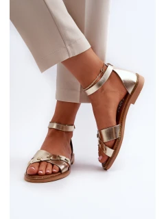 Zazoo 40378 Ploché Dámské Kožené Sandály Zlaté