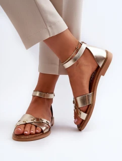 Zazoo 40378 Ploché Dámské Kožené Sandály Zlaté