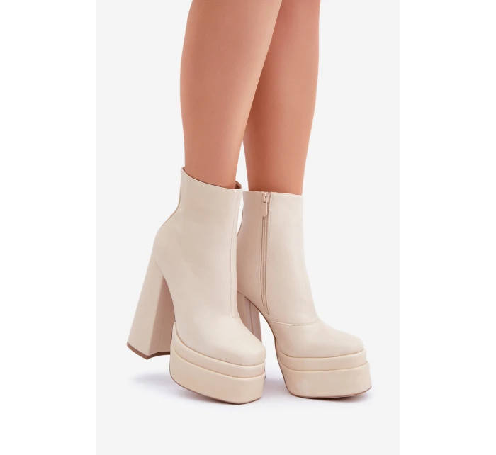 Boty Na Masivní Platformě A Podpatku Zateplené Světle Béžové Selahra Boty Na Masivní Platformě A Podpatku Zateplené Světle Béžové Selahra