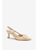 Dámské sandály na podpatku s ozdobným Žluté model 22028004 - Boto