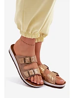 Dámské pantofle Béžové s přezkami model 22094896 - Inblu Dámské pantofle Béžové s přezkami model 22094896 - Inblu