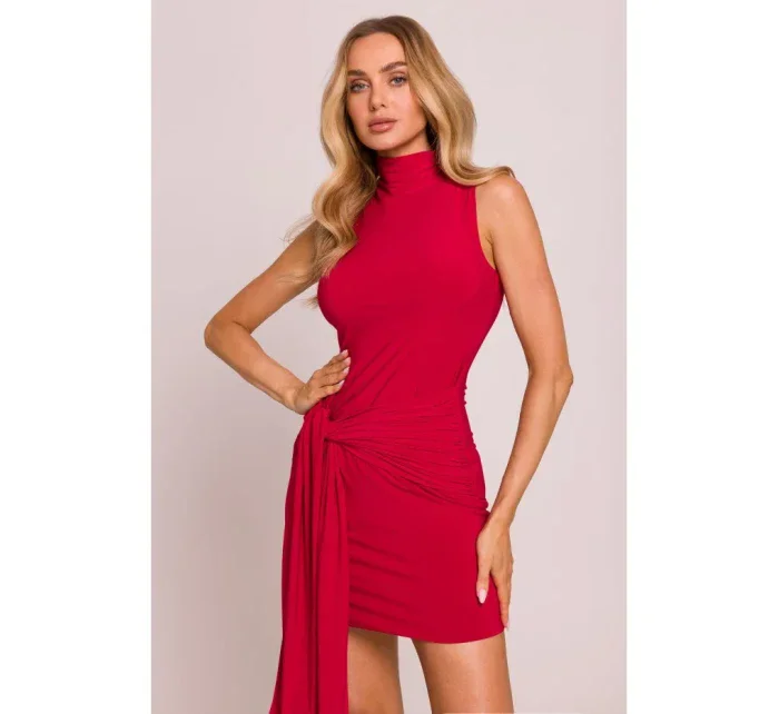 model 20970455 Mini šaty s vázáním vpředu červené - Moe