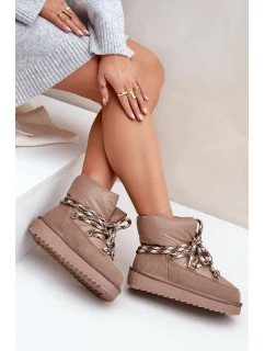Semišové dámské sněhule s hrubým šněrováním D.Franklin DFSH375003 Taupe