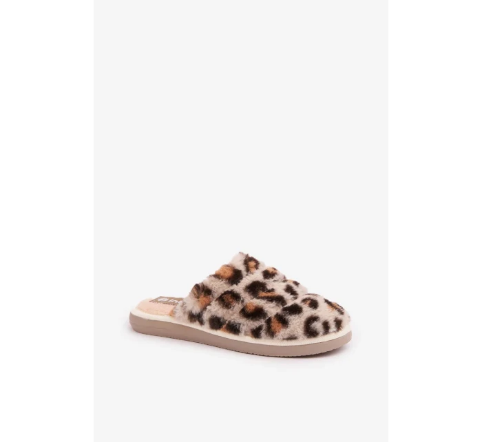 Futrzane Dámské Pantofle Panterka Inblu EK000008 Béžové Futrzane Dámské Pantofle Panterka Inblu EK000008 Béžové