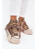 Dámské trampky se stuhou a zipem na platformě Mavara - panterka Dámské trampky se stuhou a zipem na platformě Mavara - panterka