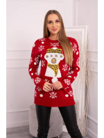 Dámský vánoční svetr s medvídkem červený - Gemini