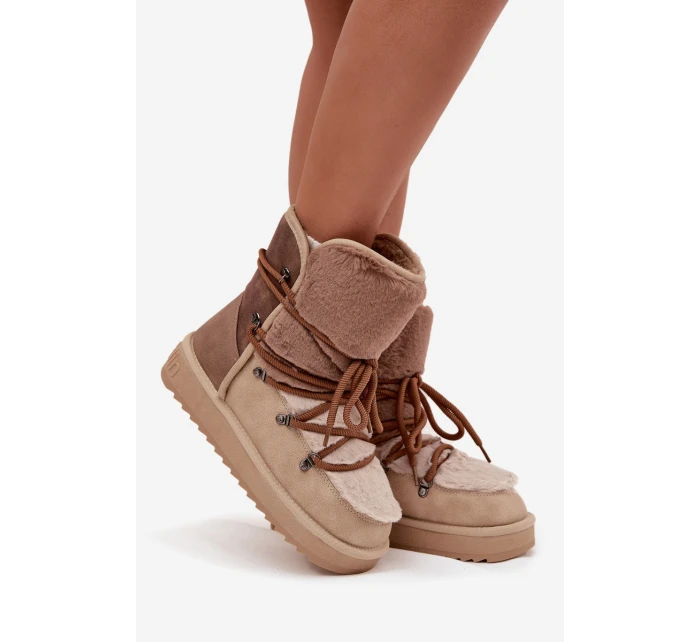 Dámské sněhové boty s kožíškem DFSH370012 Béžová - DFranklin Dámské sněhové boty s kožíškem DFSH370012 Béžová - DFranklin