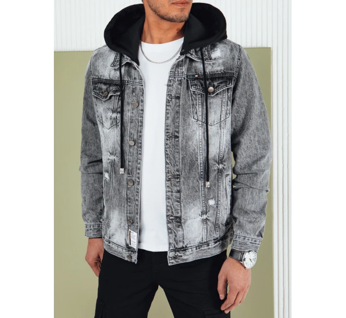 Pánská džínová bunda světle šedá Dstreet TX4692 Pánská džínová bunda světle šedá Dstreet TX4692