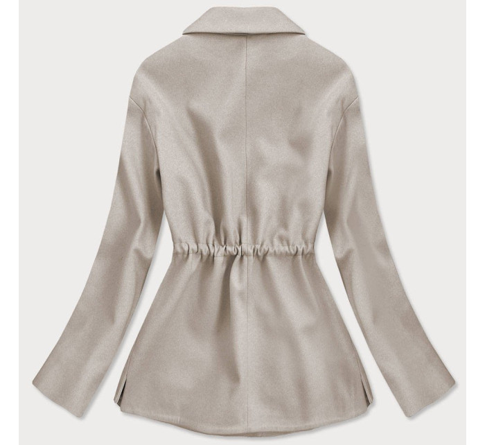 Volný béžový krátký dámský kabát model 15068439 - ROSSE LINE