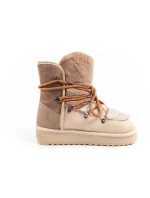 D.Franklin sněhule dámské zimní módní kožešinové zateplené hnědé béžové vysoké dámské