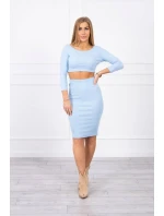 Souprava halenky a sukně v modré barvě