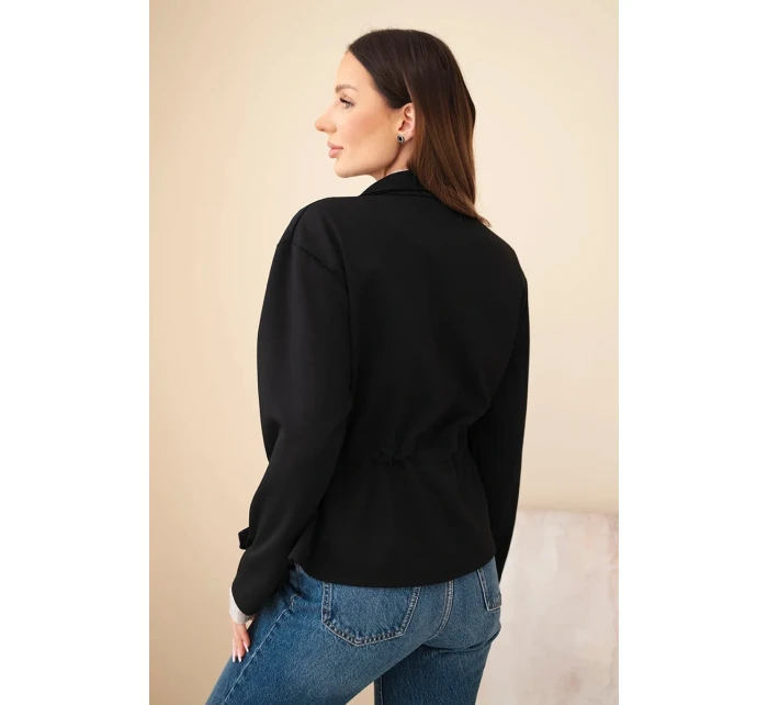 Dámská rozepínací mikina máslová s model 21952013 a kapsami černá - K-Fashion