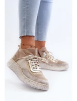 Dámské semišové polobotky model 21657272 Beige - Maciejka