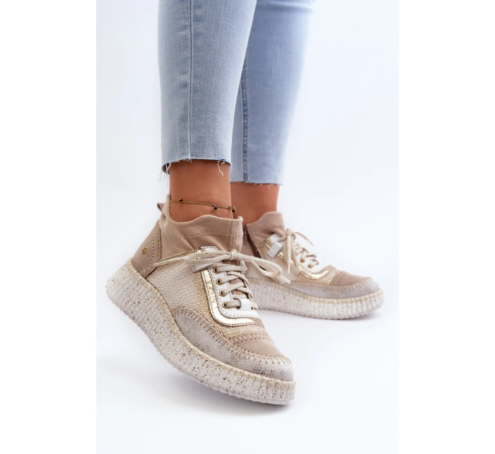 Dámské semišové polobotky model 21657272 Beige - Maciejka