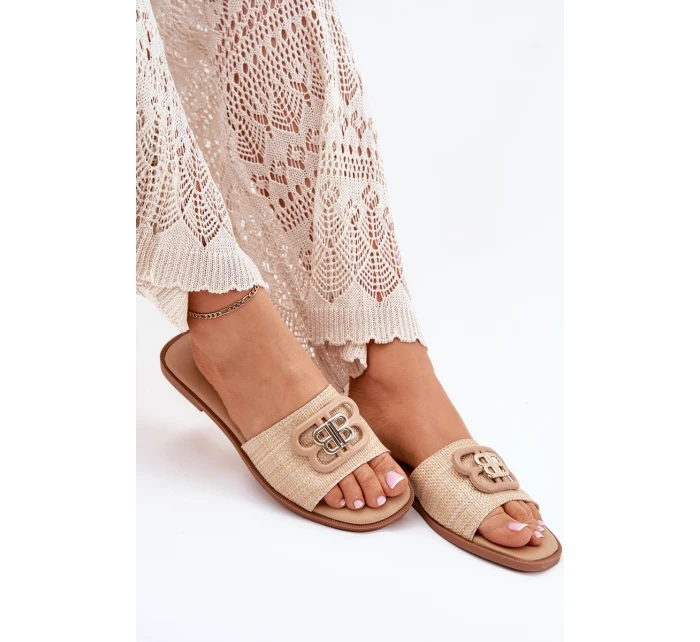 Ploché Dámské Klapky S Ozdobným Béžové model 21699564 - Boto Ploché Dámské Klapky S Ozdobným Béžové model 21699564 - Boto