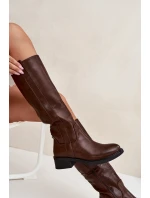 Dámské Boty Na Nízkém Podpatku Zateplené Hnědé model 21704739 - Boto Dámské Boty Na Nízkém Podpatku Zateplené Hnědé model 21704739 - Boto