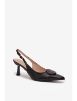 Dámské sandály na podpatku s ozdobným detailem Černé model 22027906 - Boto Dámské sandály na podpatku s ozdobným detailem Černé model 22027906 - Boto