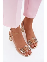 Průhledné sandály s krystaly na klínovém podpatku S.Barski KV61-6068 Zlaté