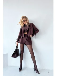 Dámské lakované lodičky na jehlovém podpatku s mašlí Olvena – čokoládové