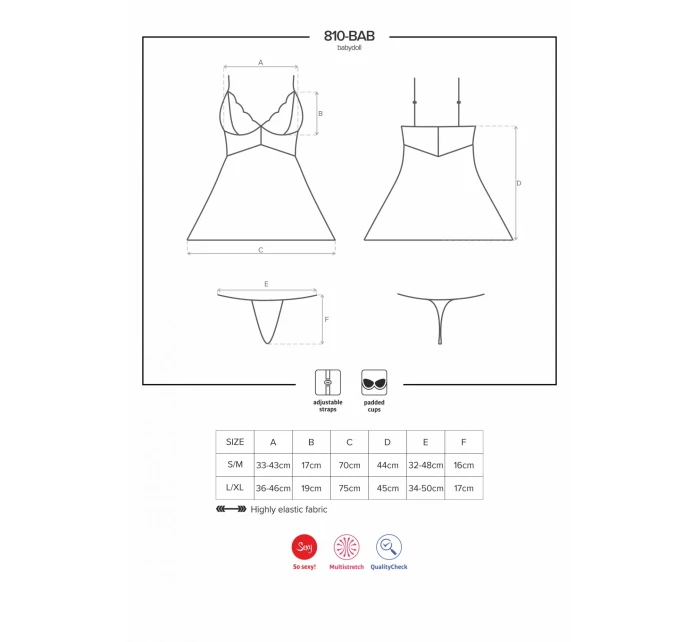 Košilka 810-BAB white babydoll - Obsessive Košilka 810-BAB white babydoll - Obsessive