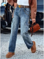 dámské džínové kalhoty s páskem modré Dstreet model 21981546 - FashionStreet