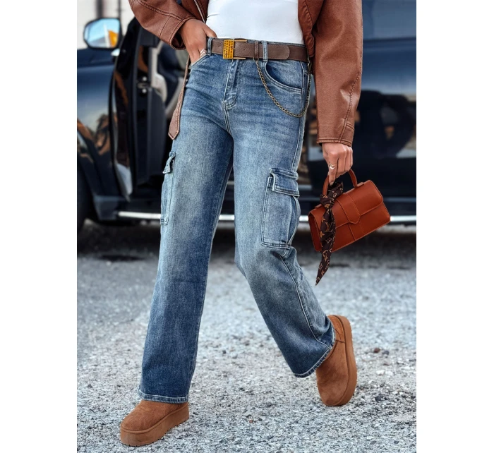 dámské džínové kalhoty s páskem modré Dstreet model 21981546 - FashionStreet