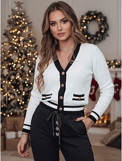 Dámský rozepínací svetr bílý model 21982275 - FashionStreet