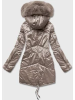 Béžová dámská bunda pro přechodné období s kapucí (b8091-12) Béžová dámská bunda pro přechodné období s kapucí (b8091-12)