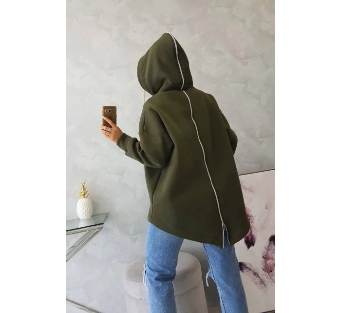 Zateplená mikina se zipem na zádech v barvě khaki Zateplená mikina se zipem na zádech v barvě khaki