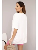 Dámská bavlněná souprava s tričkem a legínami s lampasem béžová