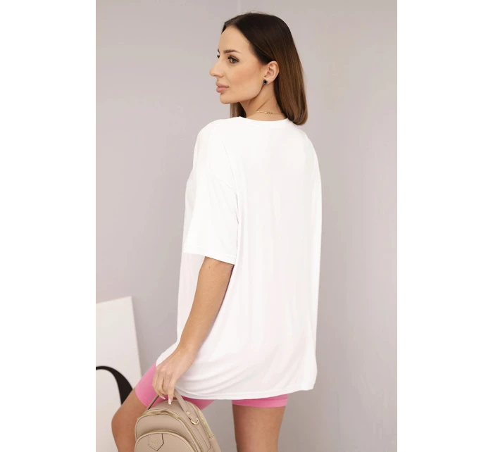 Dámská bavlněná souprava s tričkem a legínami s lampasem béžová