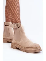 Kůže Botky Na Masivní Podrážce Světle Béžové model 21640452 - Boto Kůže Botky Na Masivní Podrážce Světle Béžové model 21640452 - Boto