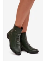 Zateplené dámské boty na plochém podpatku zelené Labise Zateplené dámské boty na plochém podpatku zelené Labise