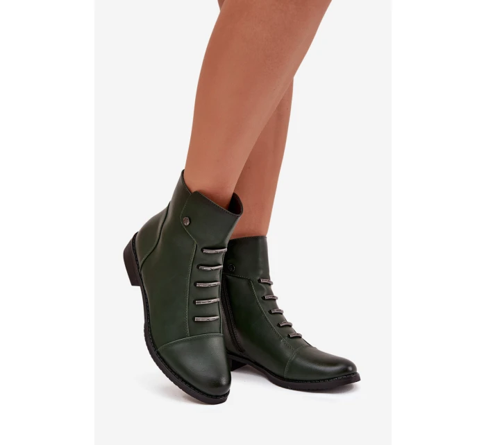 Zateplené dámské boty na plochém podpatku zelené Labise Zateplené dámské boty na plochém podpatku zelené Labise