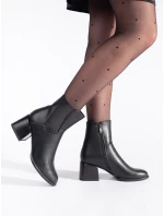 Pohodlné kotníčkové boty dámské černé na širokém podpatku Pohodlné kotníčkové boty dámské černé na širokém podpatku