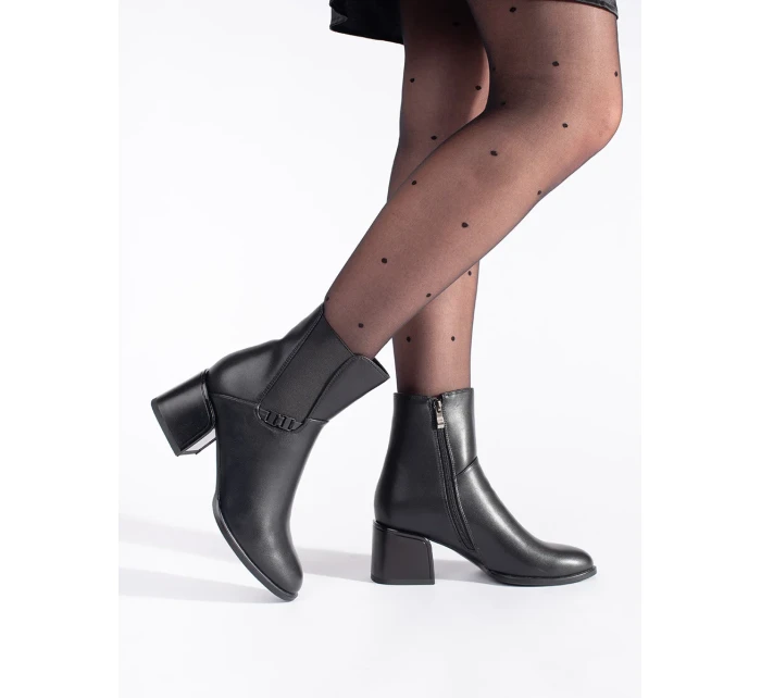 Pohodlné kotníčkové boty dámské černé na širokém podpatku Pohodlné kotníčkové boty dámské černé na širokém podpatku