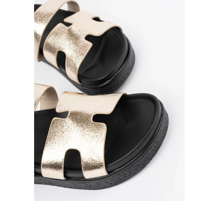 Pěkné  sandály dámské zlaté platforma