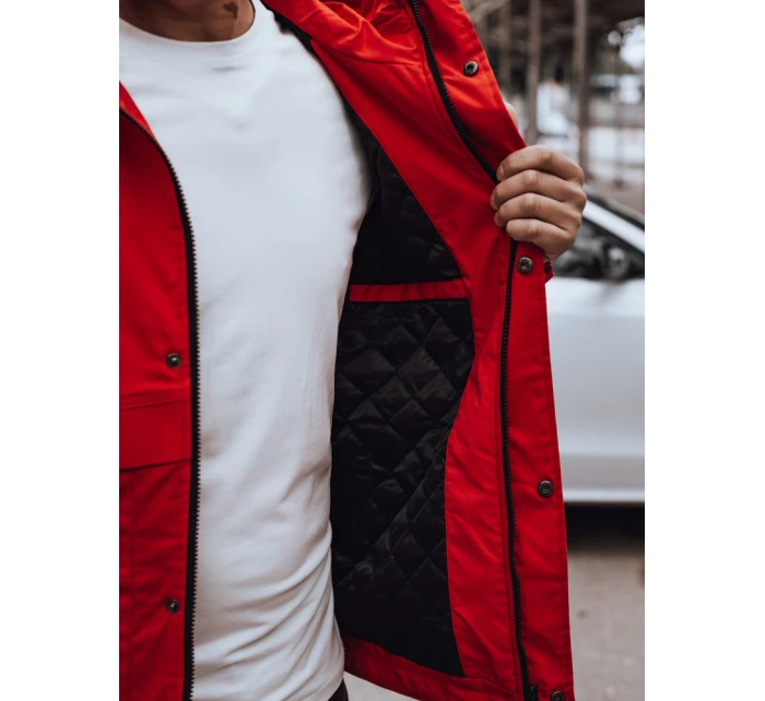 Pánská přechodná bunda s kapucí červená FashionStreet TX4880