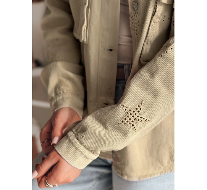 Dámská přechodná bunda v jedné velikosti v hvězdách STRASHINE hnědá FashionStreet TY4847 Dámská přechodná bunda v jedné velikosti v hvězdách STRASHINE hnědá FashionStreet TY4847