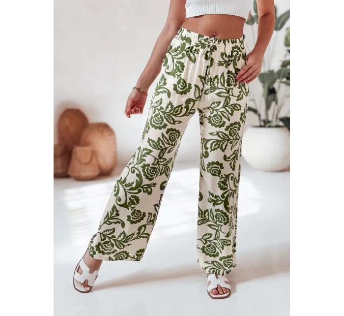 Dámské květinové kalhoty s širokými nohavicemi LOVEGARDEN zelené FashionStreet UY2656