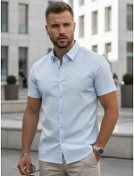 Pánská košile slim fit s krátkým rukávem, světle modrá, FashionStreet KX1046 Pánská košile slim fit s krátkým rukávem, světle modrá, FashionStreet KX1046